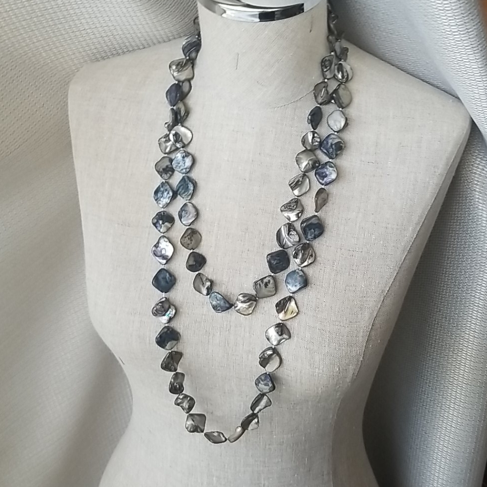Iridescent shell beaded necklace